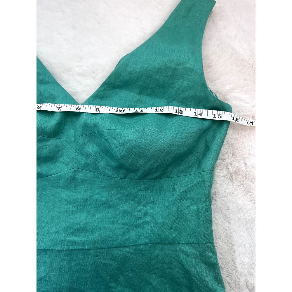 SALONI Rachel Cutout Bow Linen Midi Dress in Washed Green - Picture 6 of 7